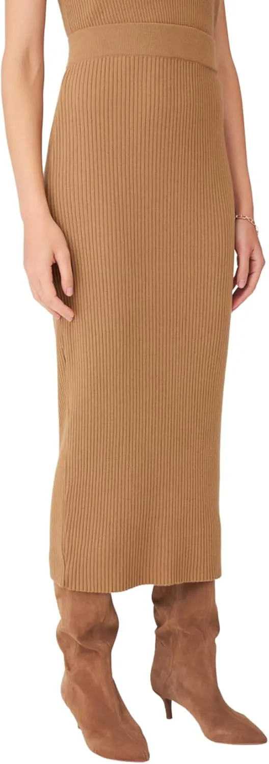 Rib Knitted Cashmere Blended High Waist Pencil Women's Knitwear Skirt
