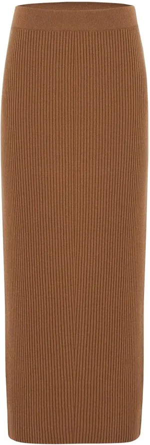 Rib Knitted Cashmere Blended High Waist Pencil Women's Knitwear Skirt