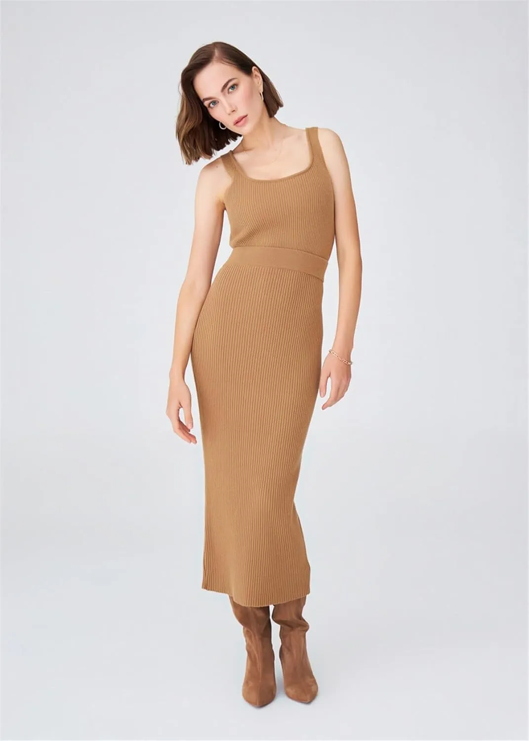 Rib Knitted Cashmere Blended High Waist Pencil Women's Knitwear Skirt