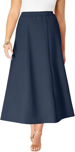 Roaman's Women's Plus Size Bend Over A Line Skirt