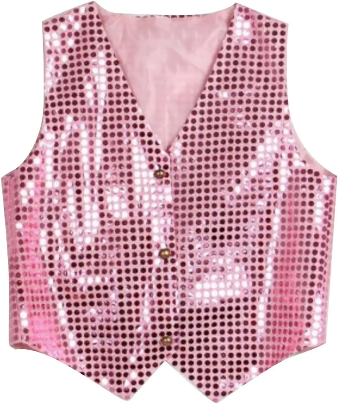 Sequin Vest Kids Plus Size Sparkly Button Up Sleeveless Cardigan Formal Glitter Jacket Party/Business Blazer Costume
