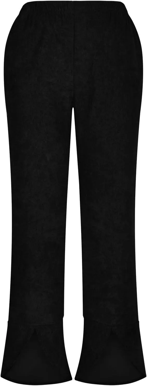 SMIDOW Womens Elastic High Waist Cotton Pants with Pockets Dressy Casual Loose Cropped Pant Comfy Lounge Trousers