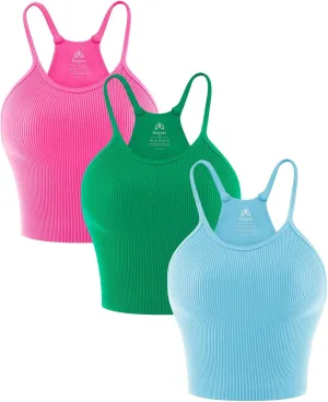 Sunzel Free to Be Tank, Crop Ribbed Tank Tops Seamless Racerback Camisoles No pad Camis Cropped Workout Gym Yoga
