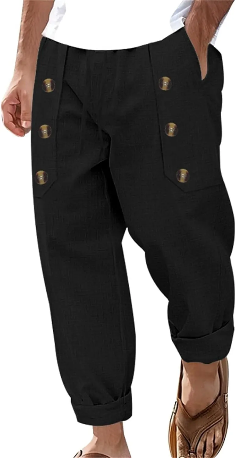 Sweatpants for Men Lounge Cargo Sports Tapered Solid Color Split Ripstop Fitted Elasticated Waist Joggers