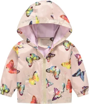 Toddler Baby Spring Jacket Girls Boys Cute Cartoon Windbreaker Coats Rain Jacket Hooded Zip Light Outerwear