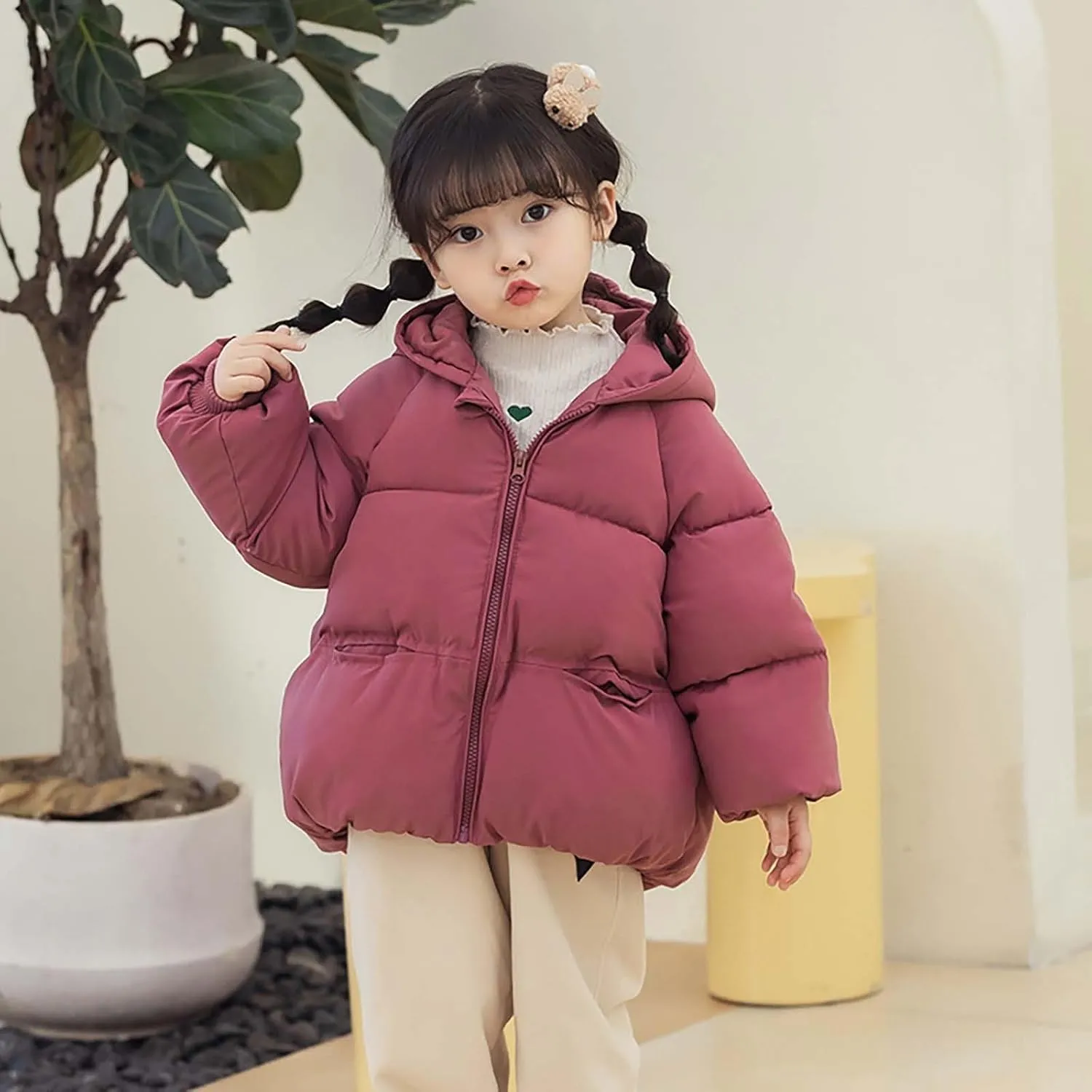 Toddler Girl Coat Kids Toddler Baby Girls Boys Winter Warm Thick Solid Cotton Long Sleeve Padded Jacket Coat