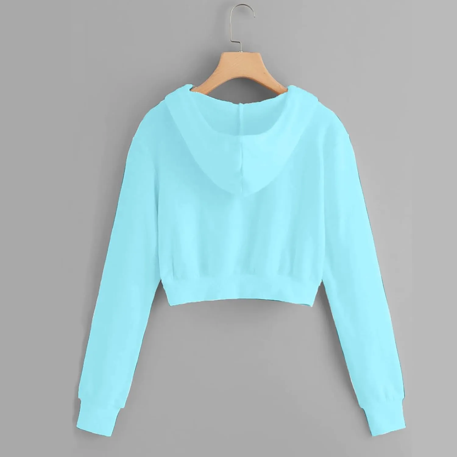 TUNUSKAT Womens Zip Up Hoodie Cropped Sweatshirts Fall Cute Crop Top Jacket Long Sleeve Light Workout Hoodies Gym Sweater