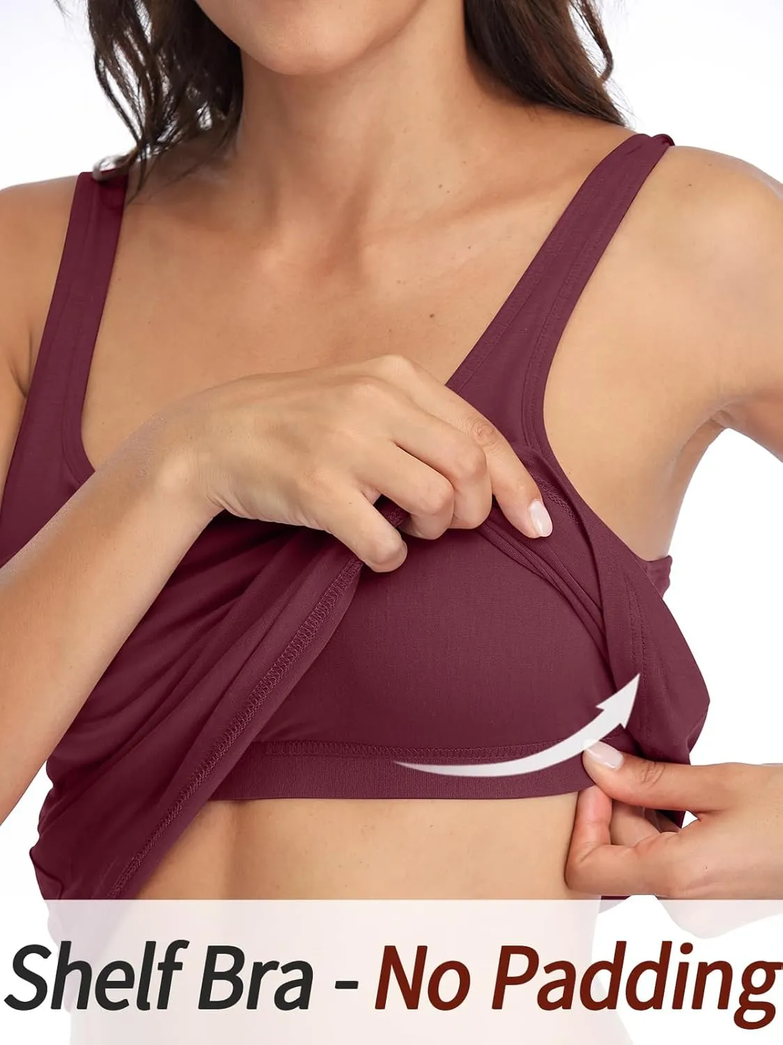 V FOR CITY Women's Cotton Tank Top with Shelf Bra Adjustable Wider Strap Camisole Basic Cami Tanks