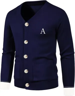V Neck Sweaters Cardigan Men's Long Sleeve Top Button Down Shirt Father Office Fall Tops 2025 Clothes