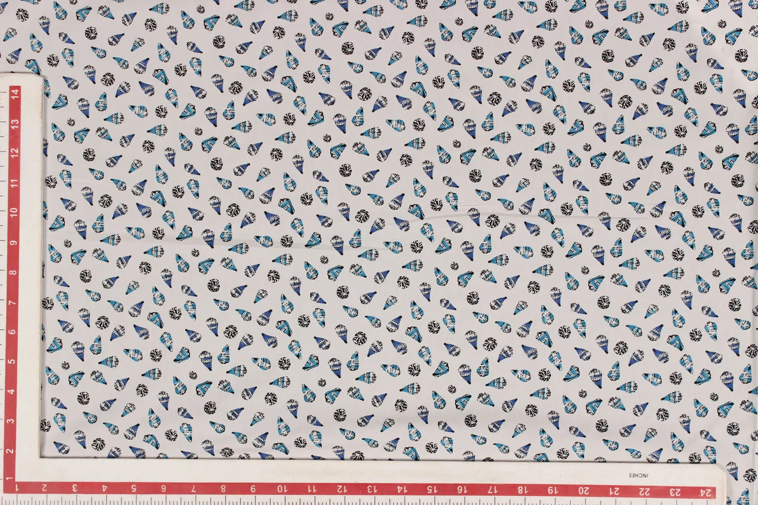 White Quirky Printed Giza Cotton Fabric