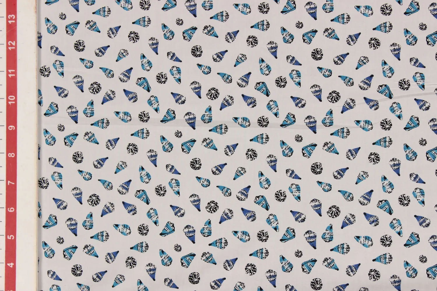 White Quirky Printed Giza Cotton Fabric