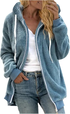 Winter Coats for Women Oversized Fuzzy Fleece Jacket Faux Fur Cardigan Coat Outwear Warm Teddy Coat Long Sleeve Hoodie