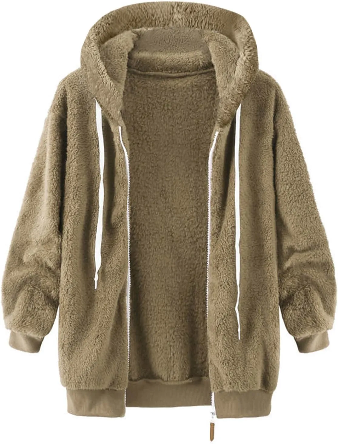 Winter Coats for Women Oversized Fuzzy Fleece Jacket Faux Fur Cardigan Coat Outwear Warm Teddy Coat Long Sleeve Hoodie