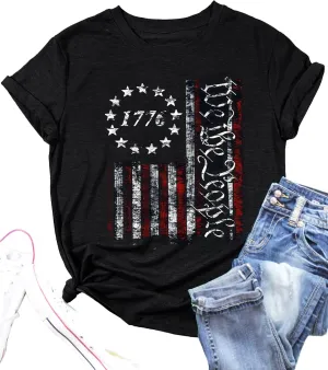 Women American Flag Shirts USA Flag Stars Stripes Graphic Blouse Patriotic Shirt 4th of July T Shirt Summer Tops Tee
