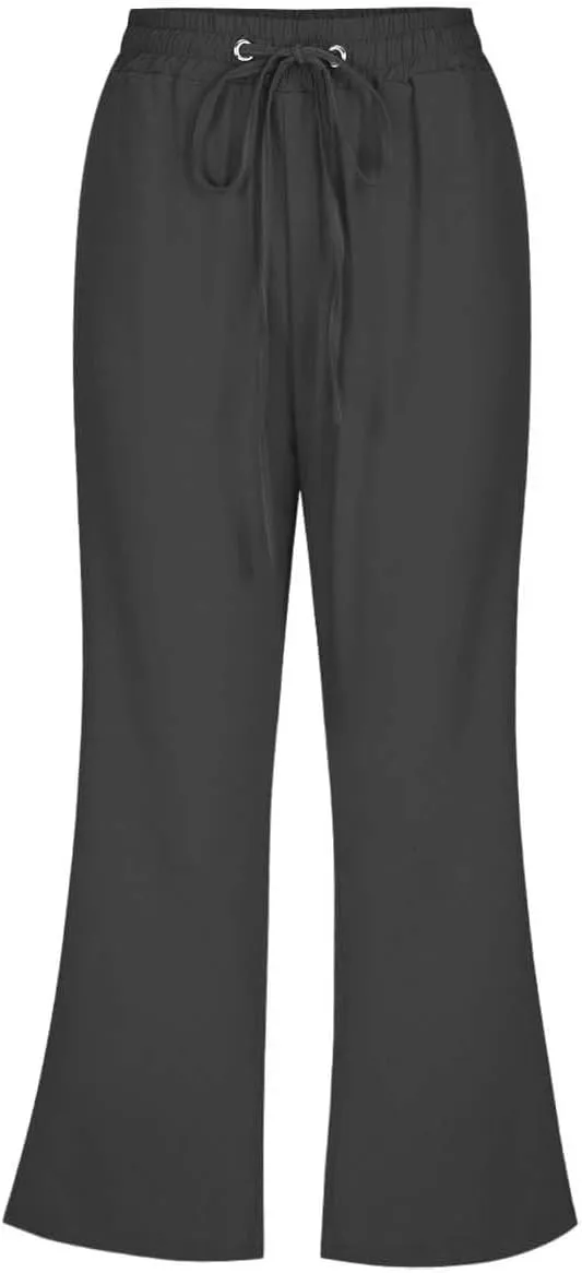 Women Linen Pants Summer Cotton and Linen Pocket Waist Slim Bell Bottom Pants Linen Blend Pants