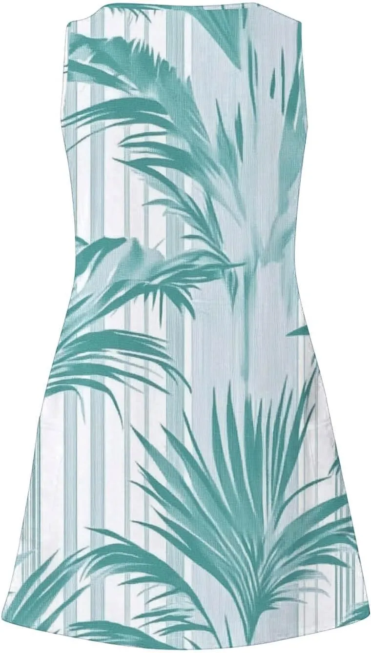 Women Summer Boho Tank Dress Sleeveless Beach Cover Up with Pockets Casual V Neck Dresses Holiday Sundress Outfits