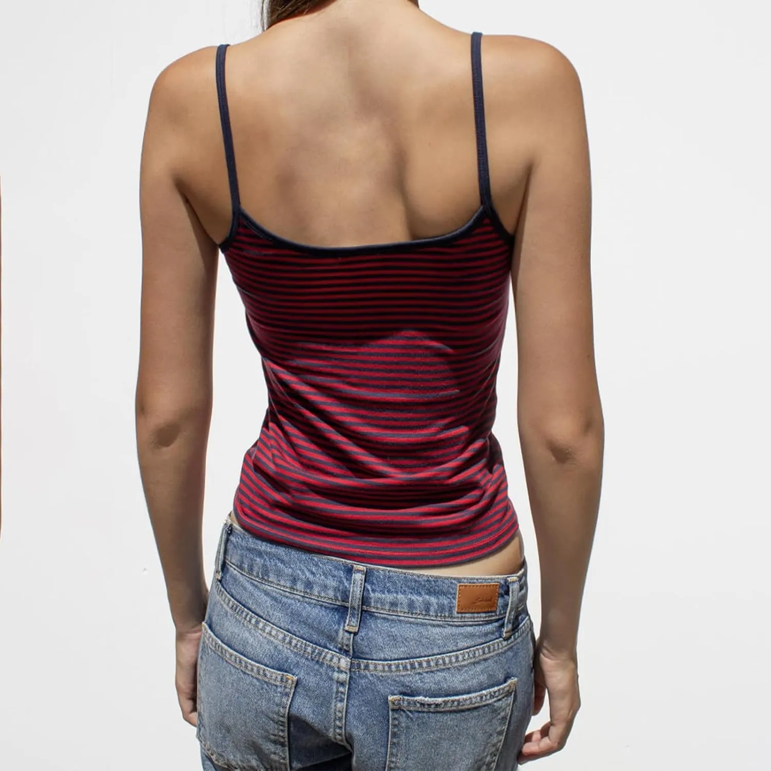 Women Y2K Stripe Print Camisole Preppy Spaghetti Strap Scoop Neck Tank Tops Aesthetic Sleeveless Crop Tops