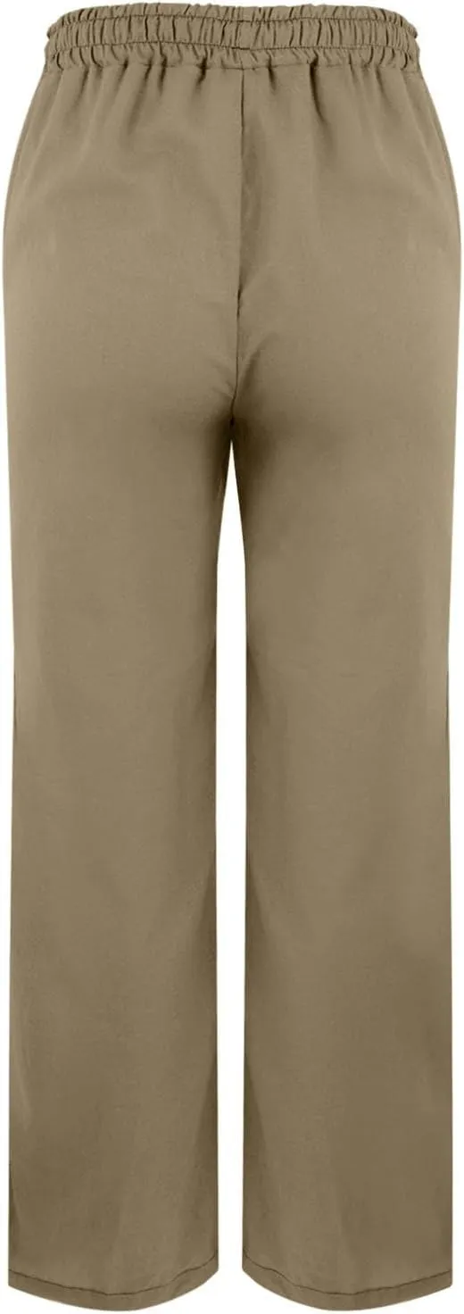 Womens Casual Cotton Linen Pants High Waist Drawstring Loose Fit Summer Spring Straight Leg Trousers with Pockets