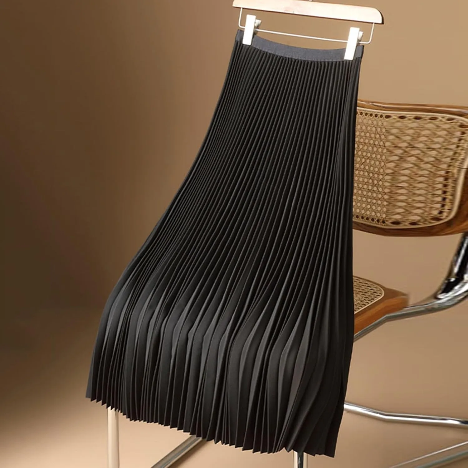 Women's Flowy Long Skirt Casual Satin Fashion Outfits Dresses Pleated A-Line Plus Size Swing Flare Midi Skirt