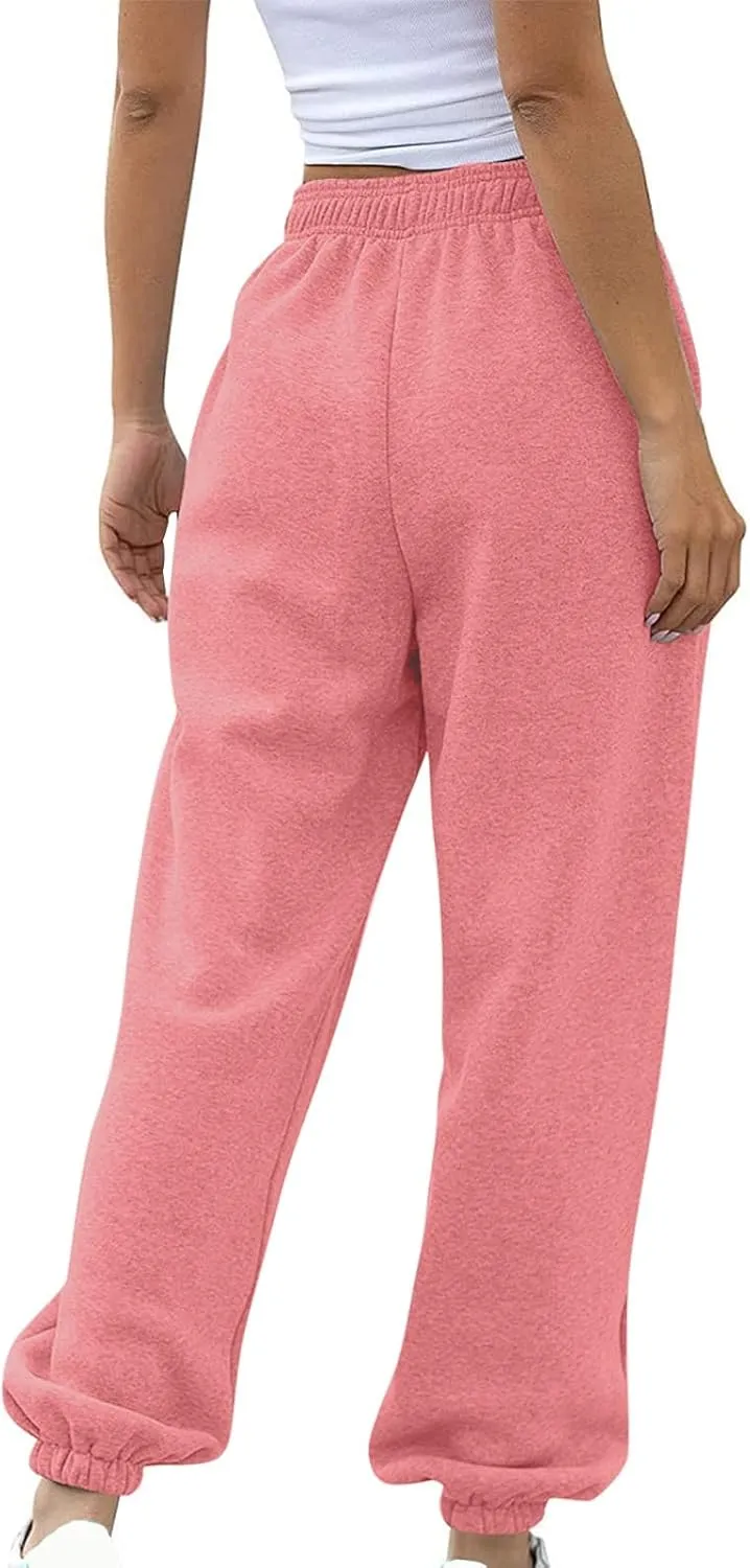 Womens High Waisted Baggy Sweatpants Workout Cinch Bottom High Waist Jogger Pants Y2k Trendy Pockets Lounge Trousers