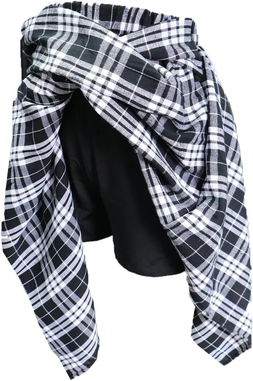 Women's Plaid Skorts Skirts - High Waisted Tie Front Pleated Summer Asymmetrical Skirt with Shorts