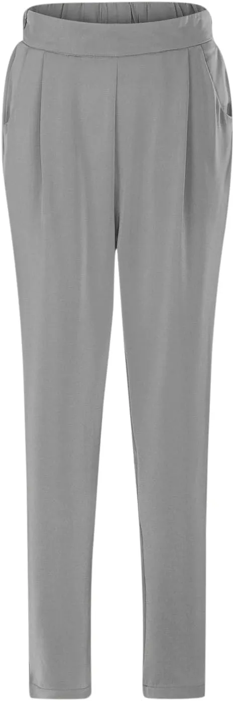 Women's Satin High Waist Pants Casual Pleated Loose Business Trousers Straight Leg Office Slacks Pants with Pockets