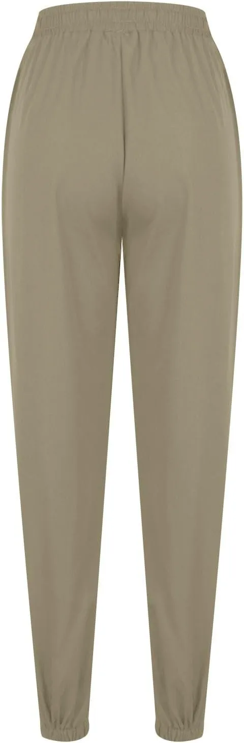Women's Solid Cotton Linen Long Pants - Drawstring Waist Tapered Straight Leg Casual Loose Fit Trousers 2025 Summer