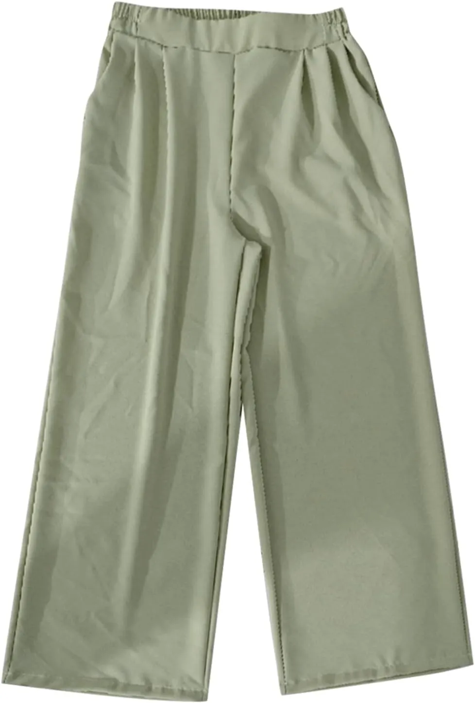 Women's Wide Leg Work Pants High Waist Elastic Dress Lightweight Palazzo Pant Business Casual Trousers with Pockets