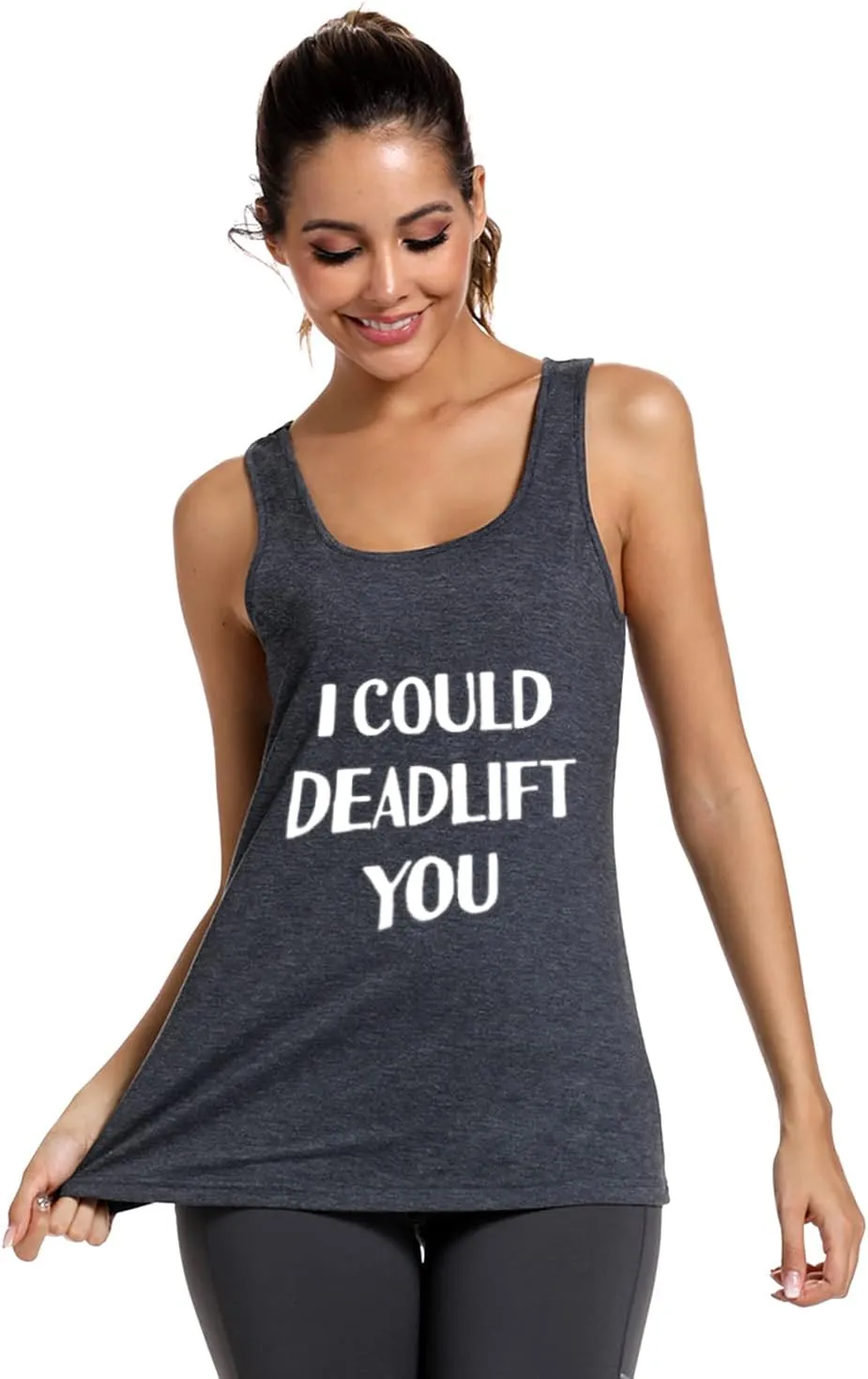 Womens Workout Tank Tops-I Could Deadlift You Funny Saying Fitness Gym Racerback Sleeveless Shirts for Women
