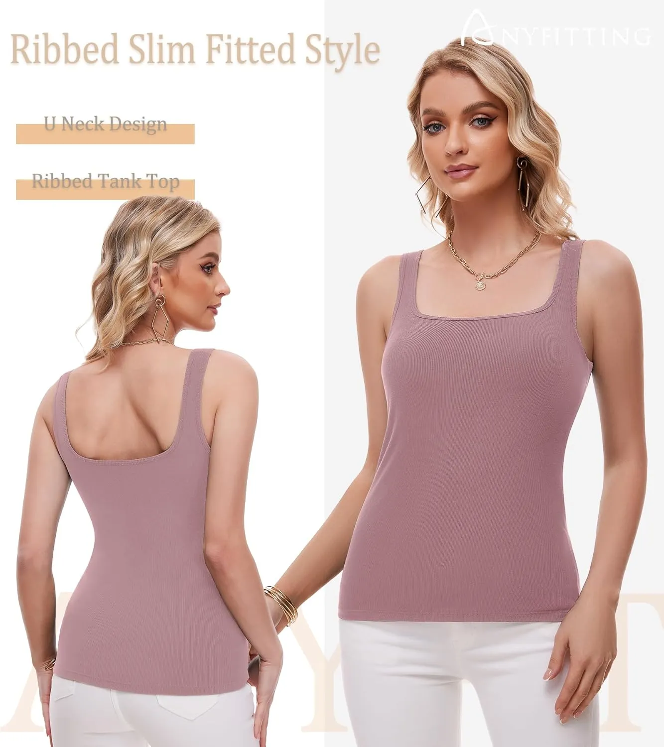 Womne Ribbed Tank Top with Sewn in Built in Bra Cup Sleevless Form Fitting Push Up Padded Bra Cami Shirt Basic Knit Tee S-3XL