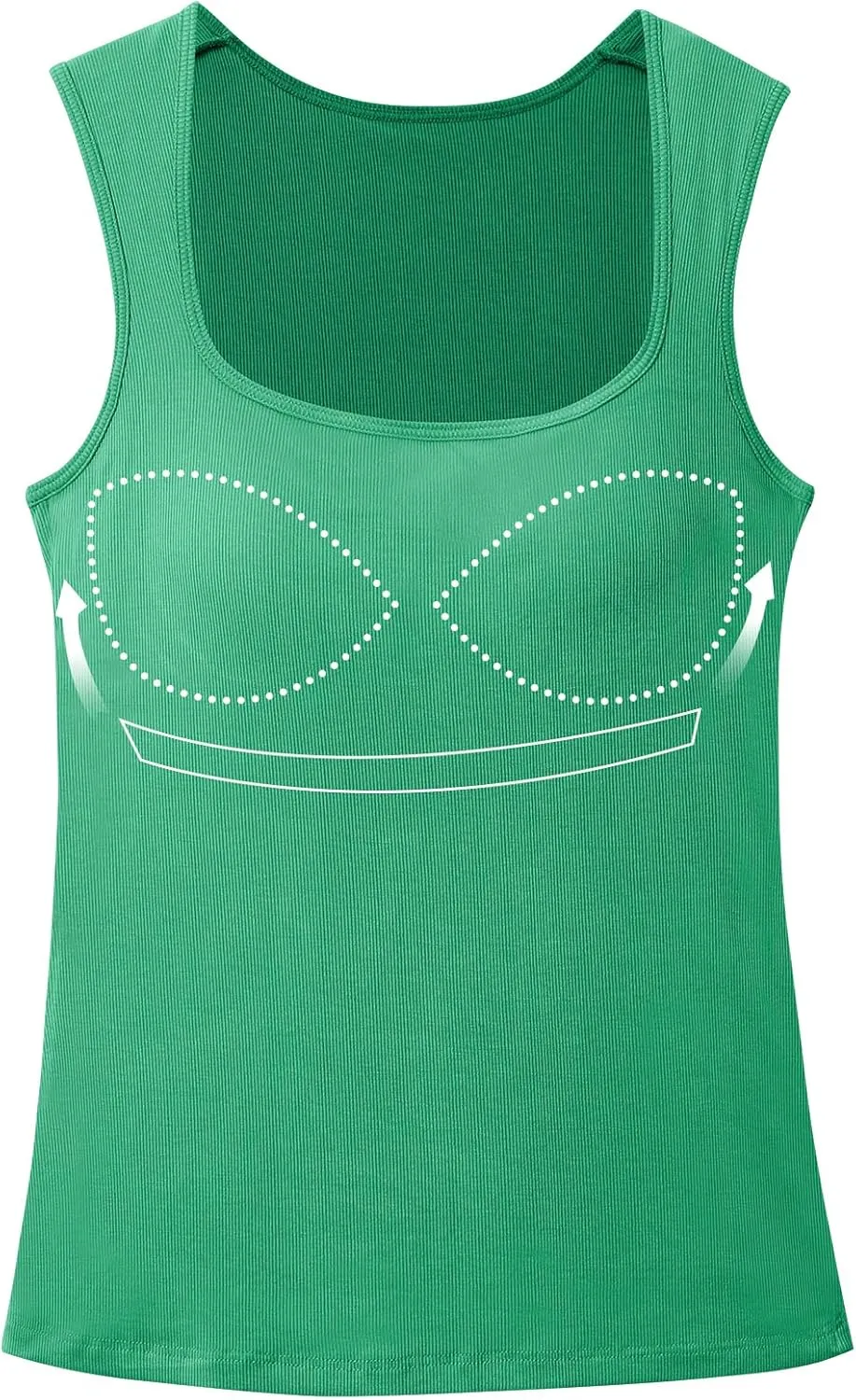 Womne Ribbed Tank Top with Sewn in Built in Bra Cup Sleevless Form Fitting Push Up Padded Bra Cami Shirt Basic Knit Tee S-3XL
