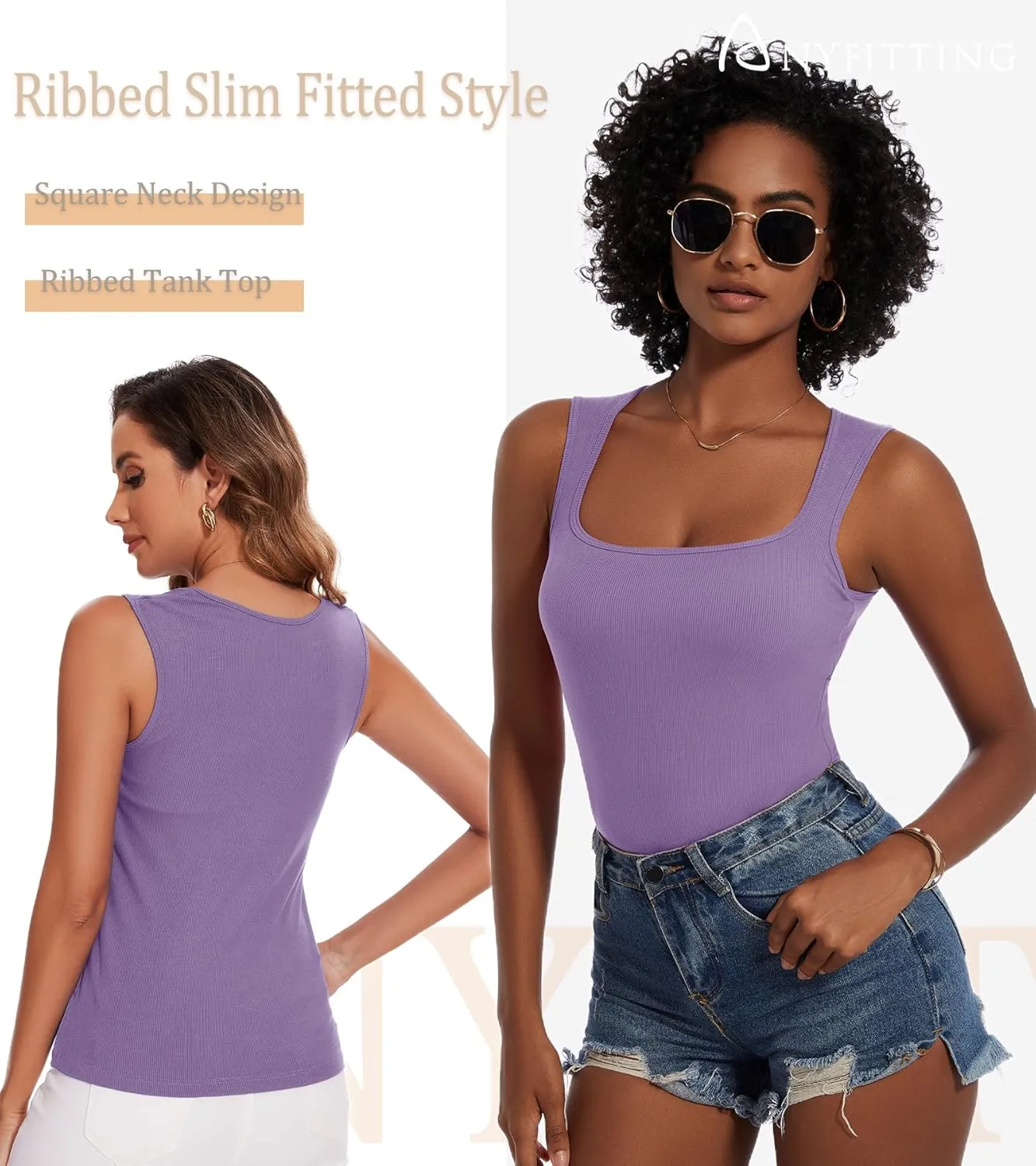 Womne Ribbed Tank Top with Sewn in Built in Bra Cup Sleevless Form Fitting Push Up Padded Bra Cami Shirt Basic Knit Tee S-3XL
