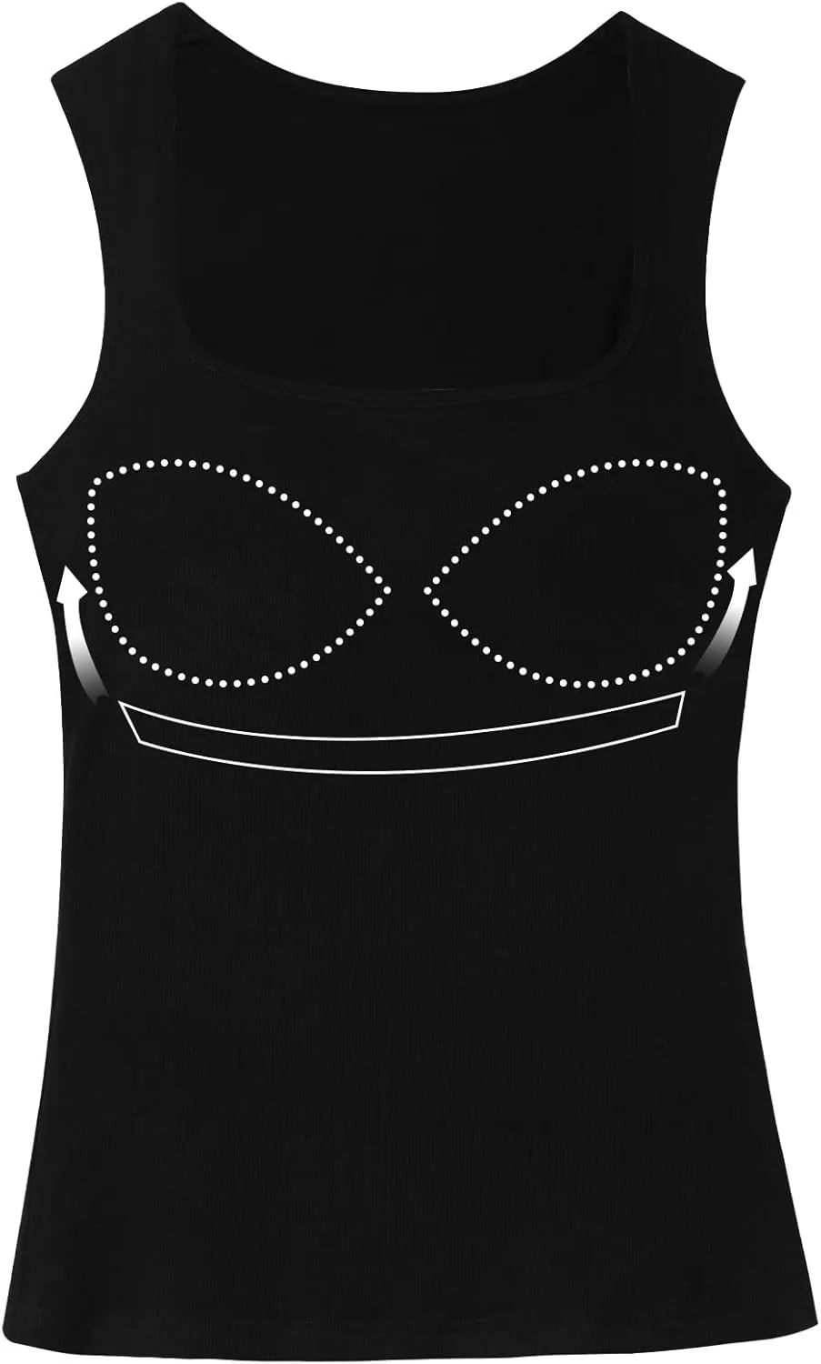 Womne Ribbed Tank Top with Sewn in Built in Bra Cup Sleevless Form Fitting Push Up Padded Bra Cami Shirt Basic Knit Tee S-3XL