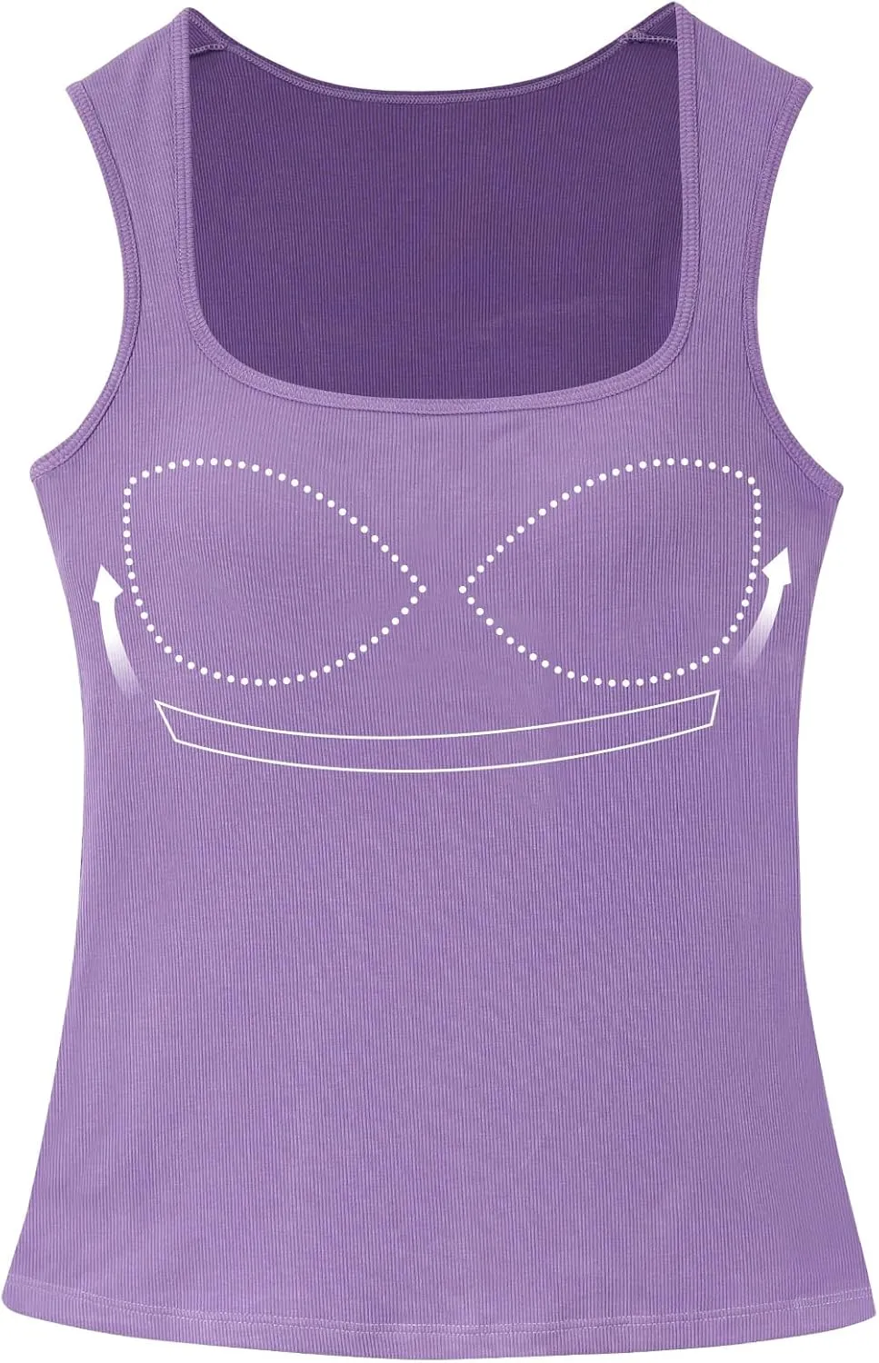 Womne Ribbed Tank Top with Sewn in Built in Bra Cup Sleevless Form Fitting Push Up Padded Bra Cami Shirt Basic Knit Tee S-3XL