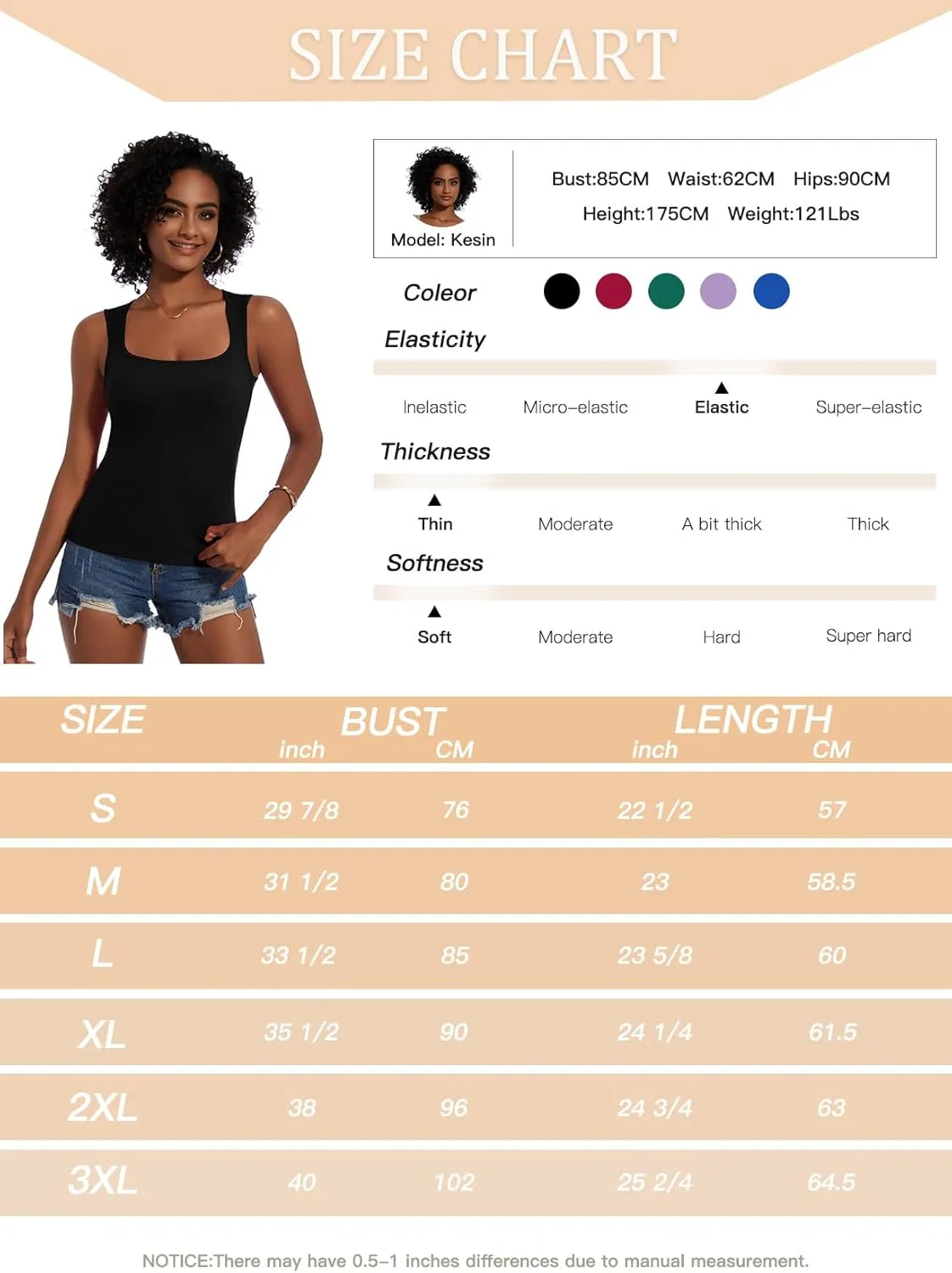 Womne Ribbed Tank Top with Sewn in Built in Bra Cup Sleevless Form Fitting Push Up Padded Bra Cami Shirt Basic Knit Tee S-3XL