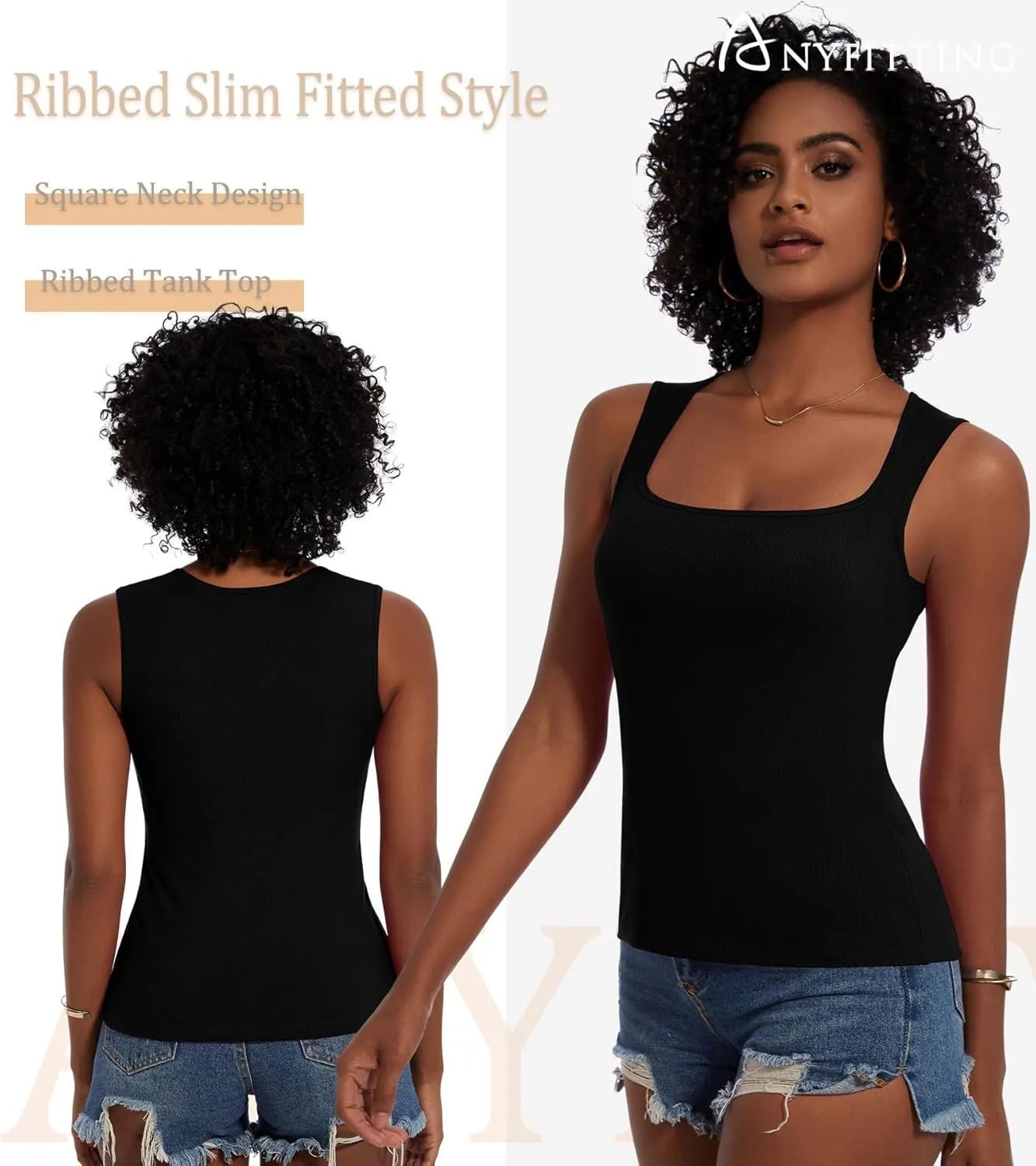Womne Ribbed Tank Top with Sewn in Built in Bra Cup Sleevless Form Fitting Push Up Padded Bra Cami Shirt Basic Knit Tee S-3XL