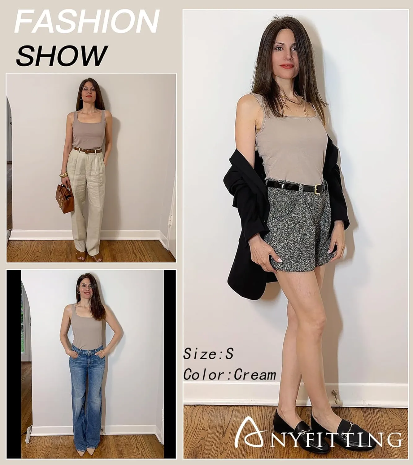 Womne Ribbed Tank Top with Sewn in Built in Bra Cup Sleevless Form Fitting Push Up Padded Bra Cami Shirt Basic Knit Tee S-3XL