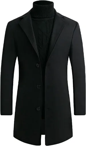 XUNRYAN Teen Boys Trench Coats Wool-Blend Peacoats Slim Fit Lapel Blazer Jackets Elegant Suits Winter Fall Fashion Coat